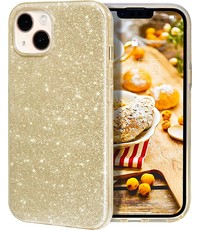 Ntech iPhone 14 Hoesje Glitter Siliconen case Goud