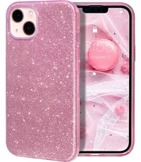 Ntech iPhone 14 Plus Hoesje Glitter Siliconen case Roze
