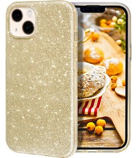Ntech iPhone 14 Plus Hoesje Glitter Siliconen case Goud