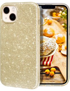Ntech iPhone 14 Plus Hoesje Glitter Siliconen case Goud