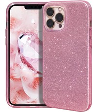Ntech iPhone 14 Pro Hoesje Glitter Siliconen case Roze