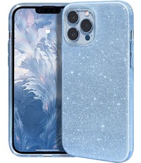 Ntech iPhone 14 Pro Hoesje Glitter Siliconen case Blauw