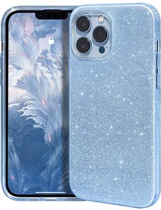 Ntech iPhone 14 Pro Hoesje Glitter Siliconen case Blauw