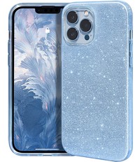 Ntech iPhone 14 Pro Max Hoesje Glitter Siliconen case Blauw