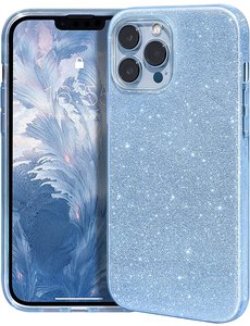 Ntech iPhone 14 Pro Max Hoesje Glitter Siliconen case Blauw
