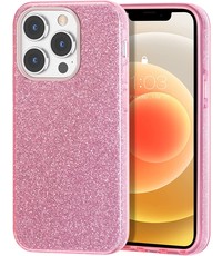Ntech iPhone 14 Pro Max Hoesje Glitter Siliconen case Roze