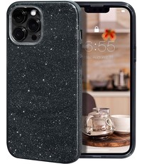 Ntech iPhone 14 Pro Max Hoesje Glitter Siliconen case Zwart