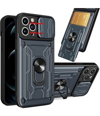 Ntech iPhone 13 Pro Max hoesje met kickstand Grijs