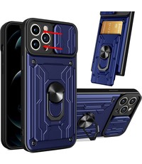 Ntech iPhone 13 Pro Max hoesje met kickstand Blauw