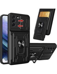 Ntech Samsung S21 hoesje met kickstand Zwart