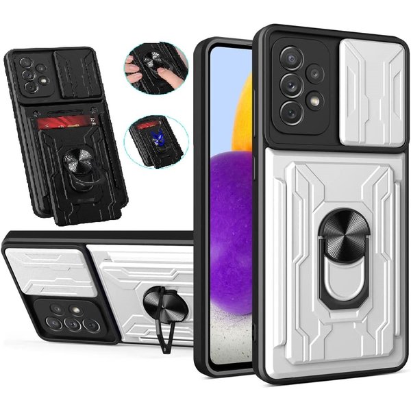 Ntech Hoesje Geschikt Voor Samsung Galaxy A33 hoesje met kickstand Wit - Hoesje Geschikt Voor Samsung Galaxy A33 camera lens screen protector - hoesje Hoesje Geschikt Voor Samsung Galaxy A33 met pasjeshouder ring case