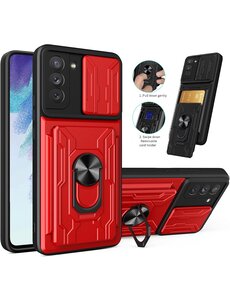 Ntech Samsung S21 Fe hoesje met ring houder Rood