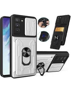 Ntech Samsung S21 Fe hoesje met ring houder Wit