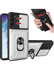 Ntech Samsung S22 Plus hoesje met ring houder Wit