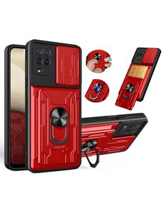 Ntech Samsung A12 hoesje met ring houder Rood