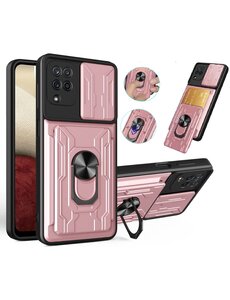 Ntech Samsung A12 hoesje met ring houder Rose Goud