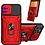 oTronica Geschikt voor iPhone 13 Pro hoesje met pashouder - camera bescherming cover en ring houder – Rood – oTronica