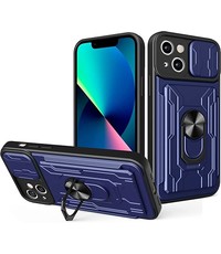 oTronica IPhone 13 hoesje met pashouder Blauw