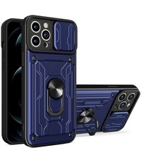 oTronica IPhone 12 Pro Max hoesje met pashouder Blauw