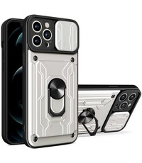 oTronica IPhone 12 Pro Max hoesje met pashouder Zilver