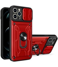 oTronica IPhone 12 Pro Max hoesje met pashouder Rood