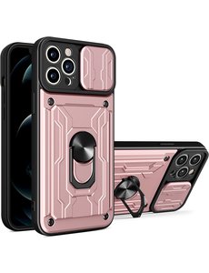 oTronica IPhone 12 Pro Max hoesje met pashouder Rosegoud