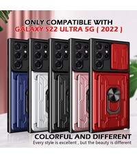 oTronica Samsung Galaxy S22 Ultra hoesje met pashouder Grijs