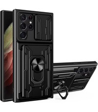 oTronica Samsung Galaxy S22 Ultra hoesje met pashouder Zwart