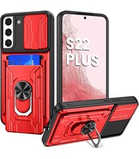 oTronica Samsung Galaxy S22 Plus hoesje met pashouder Rood