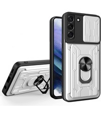 oTronica Samsung Galaxy S22 Plus hoesje met pashouder Zilver