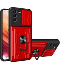 oTronica Samsung Galaxy S21 Plus hoesje met pashouder Rood