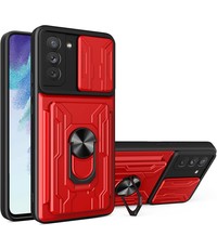 oTronica Samsung Galaxy S21 FE hoesje met pashouder Rood