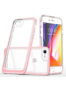 Ntech Bumper geschikt voor Apple iPhone SE 2022 Hoesje Rose Goud / Transparant