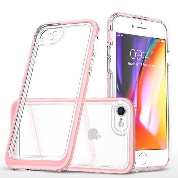 Ntech Bumper case Hoesje Geschikt voor iPhone SE 2022 Hoesje Shockproof – Rosegoud / Transparant