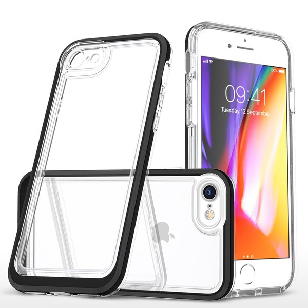 Ntech Bumper case Hoesje Geschikt voor iPhone SE 2022 Hoesje Shockproof – Zwart / Transparant