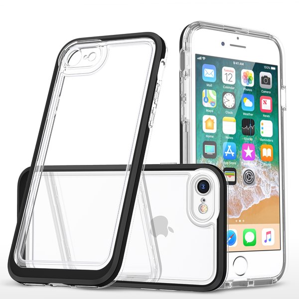 Ntech Bumper case Hoesje Geschikt voor iPhone 7 plus / 8 plus Hoesje Shockproof – Zwart / Transparant