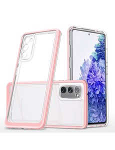 Ntech Bumper geschikt voor Samsung S21 FE Hoesje Rose Goud / Transparant
