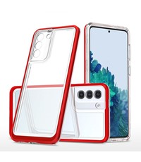 Ntech Bumper geschikt voor Samsung S22 Hoesje Rood / Transparant