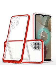 Ntech Bumper geschikt voor Samsung A12 Hoesje Rood / Transparant