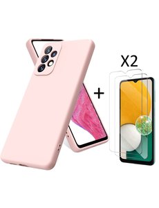Ntech Samsung A13 4G Hoesje siliconen Licht Rose case Liquid TPU backcover