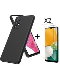 Ntech Samsung A13 4G Hoesje siliconen Zwart case Liquid TPU backcover