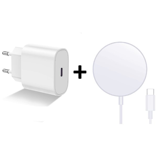 Ntech Magnetisch oplader met adapter voor Geschikt voor iPhone 14 / 14 Pro Max / 14 pro - 15W Draadloze oplader - Inclusief USB C Oplaadstekker: Geschikt voor oplader Geschikt voor iPhone 12 / 12 Pro max / 13 / 13 pro / 13 Pro Max / 13 Mini oplader