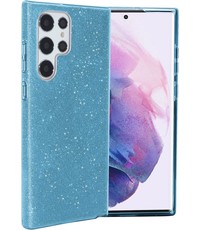 oTronica Samsung Galaxy S22 Ultra glitter backcover - Blauw