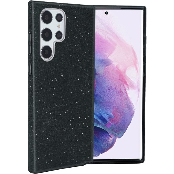 oTronica Hoesje Geschikt Voor Samsung Galaxy S22 Ultra hoesje glitter backcover – Zwart – oTronica