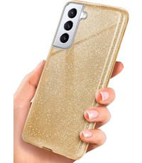 oTronica Samsung Galaxy S22 Plus glitter backcover-Goud