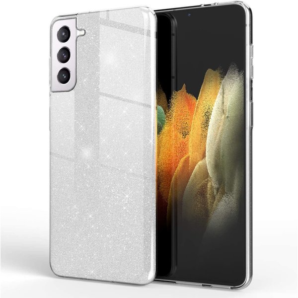 oTronica Hoesje Geschikt Voor Samsung Galaxy S22 Plus hoesje glitter backcover – Zilver – oTronica