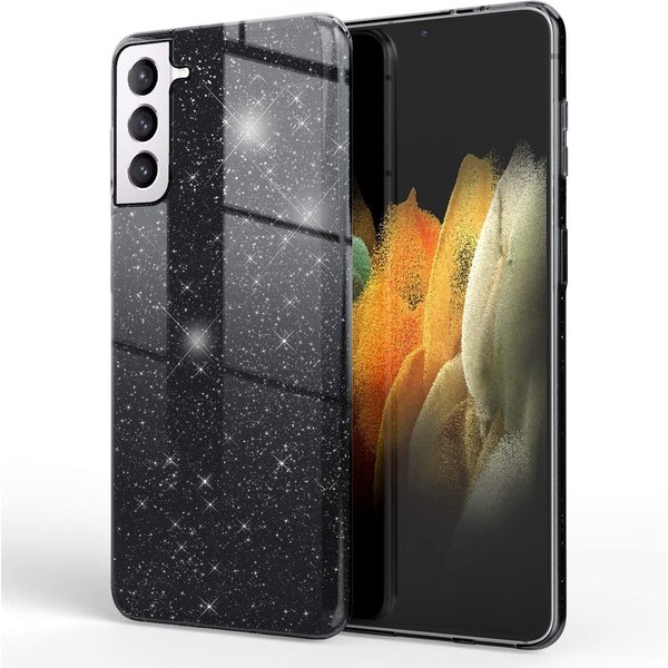 oTronica Hoesje Geschikt Voor Samsung Galaxy S22 Plus hoesje glitter backcover – Zwart – oTronica
