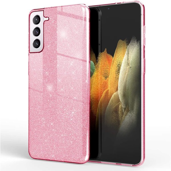 oTronica Hoesje Geschikt Voor Samsung Galaxy S22 hoesje glitter backcover – Rosegoud – oTronica