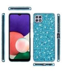 oTronica Samsung Galaxy A22 5G glitter backcover - Blauw