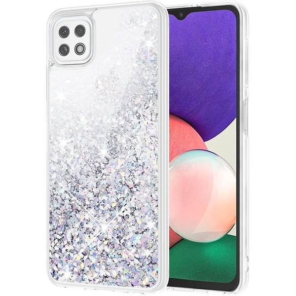 oTronica Hoesje Geschikt Voor Samsung Galaxy A22 5G hoesje glitter backcover – Zilver – oTronica